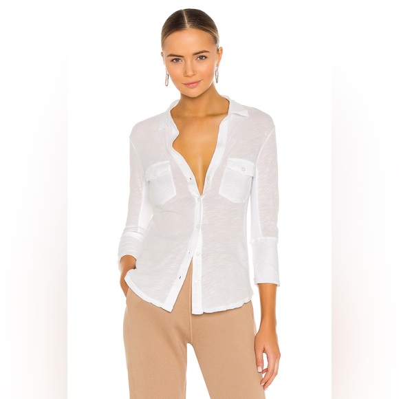 James Perse Tops - EUC James Perse $185 Slub Side Panel Front Shirt in White
